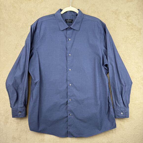 Marc Anthony Button Up Shirt Mens 18 Blue‎ Long Sleeve Slim Fit Business Career - Picture 1 of 11